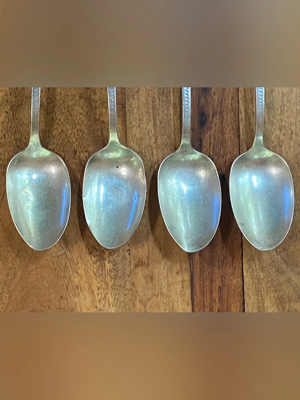 54g Lot of 4 1888 Antique Engraved Whiting Sterling Silver 7” Dessert Spoons